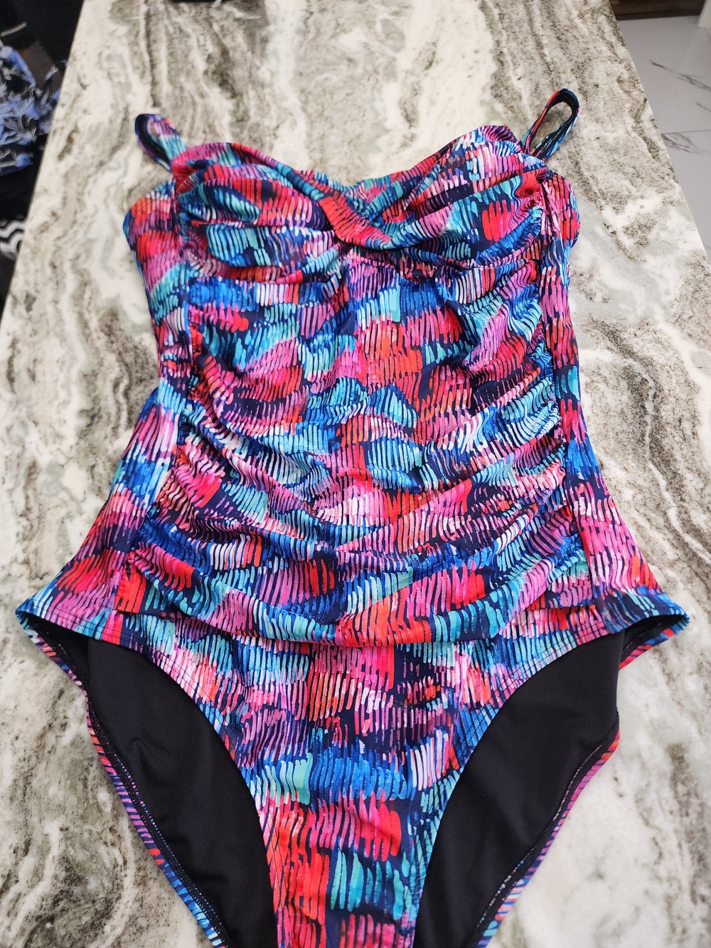 Swimsuits For All Multicolor Pink Blue One-Piece Swim New With Tag